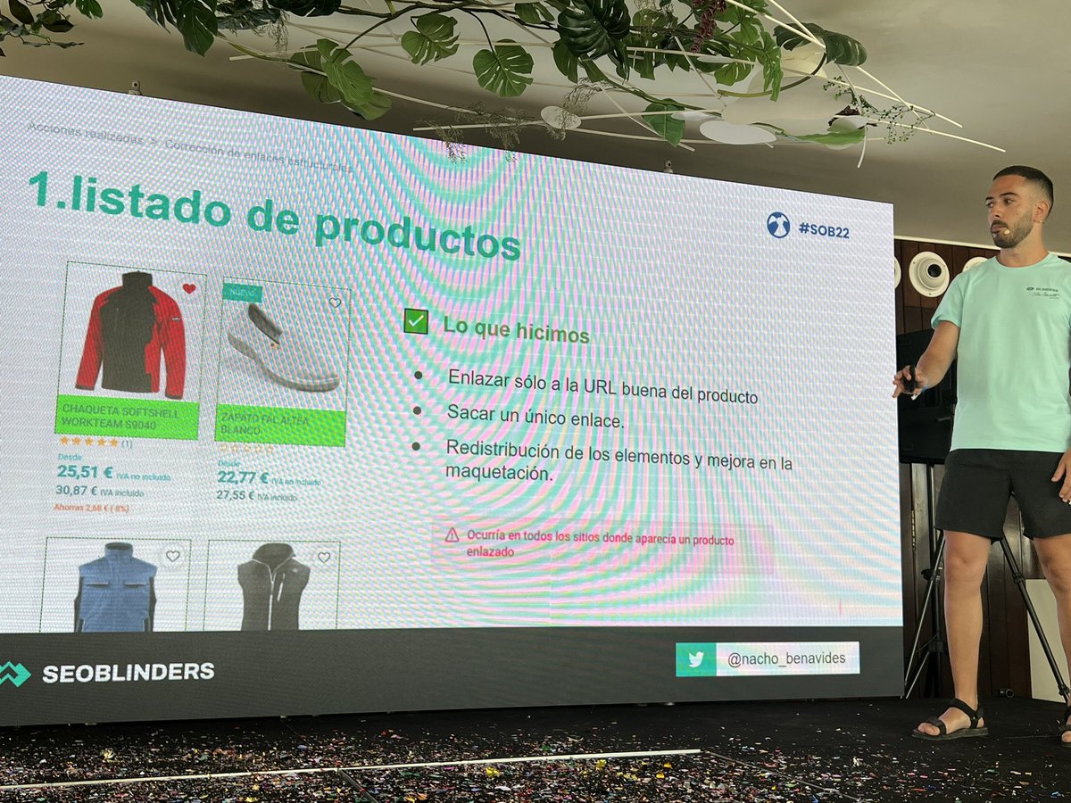 La máster class de enlazado interno de <a href="/nacho_benavides/">Nacho Benavides</a> en #sob2022  reduciendo enlaces en los listados hacia productos