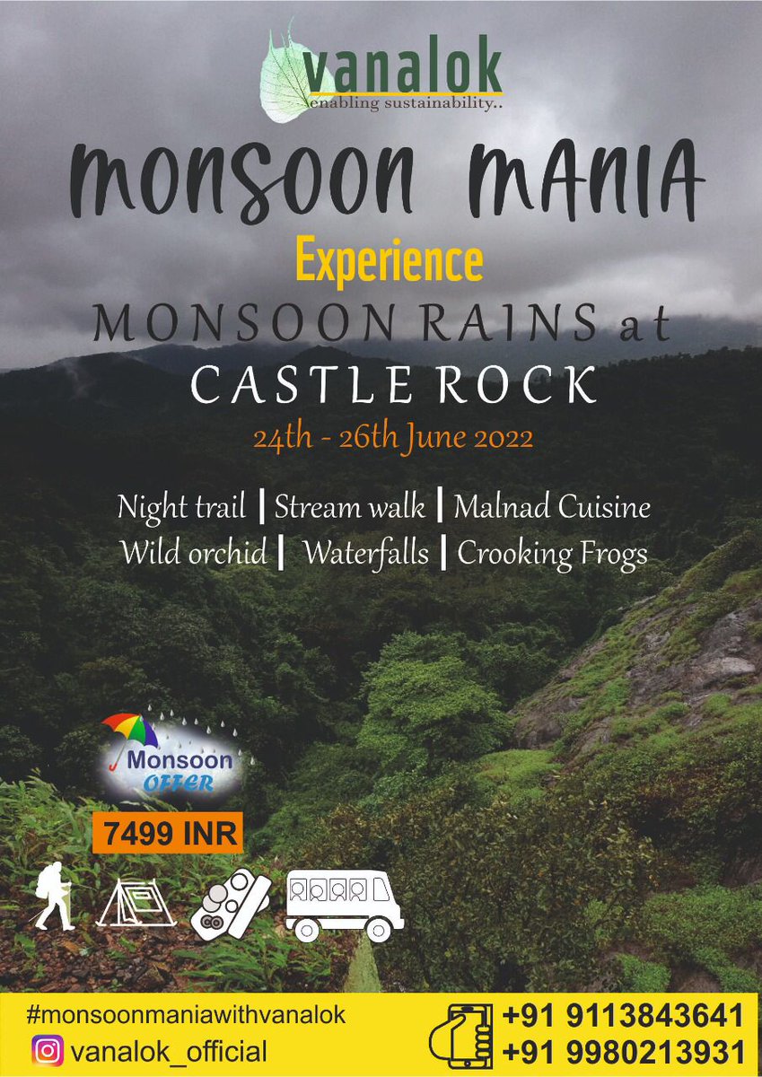 Hello everybody!
Make your monsoon experience more memorable and fun by being a part of our Monsoon Mania adventurous trek in the rainforests of the Western Ghats, filled with unique activities like nature trails and camping

Click the link in the bio to register now!