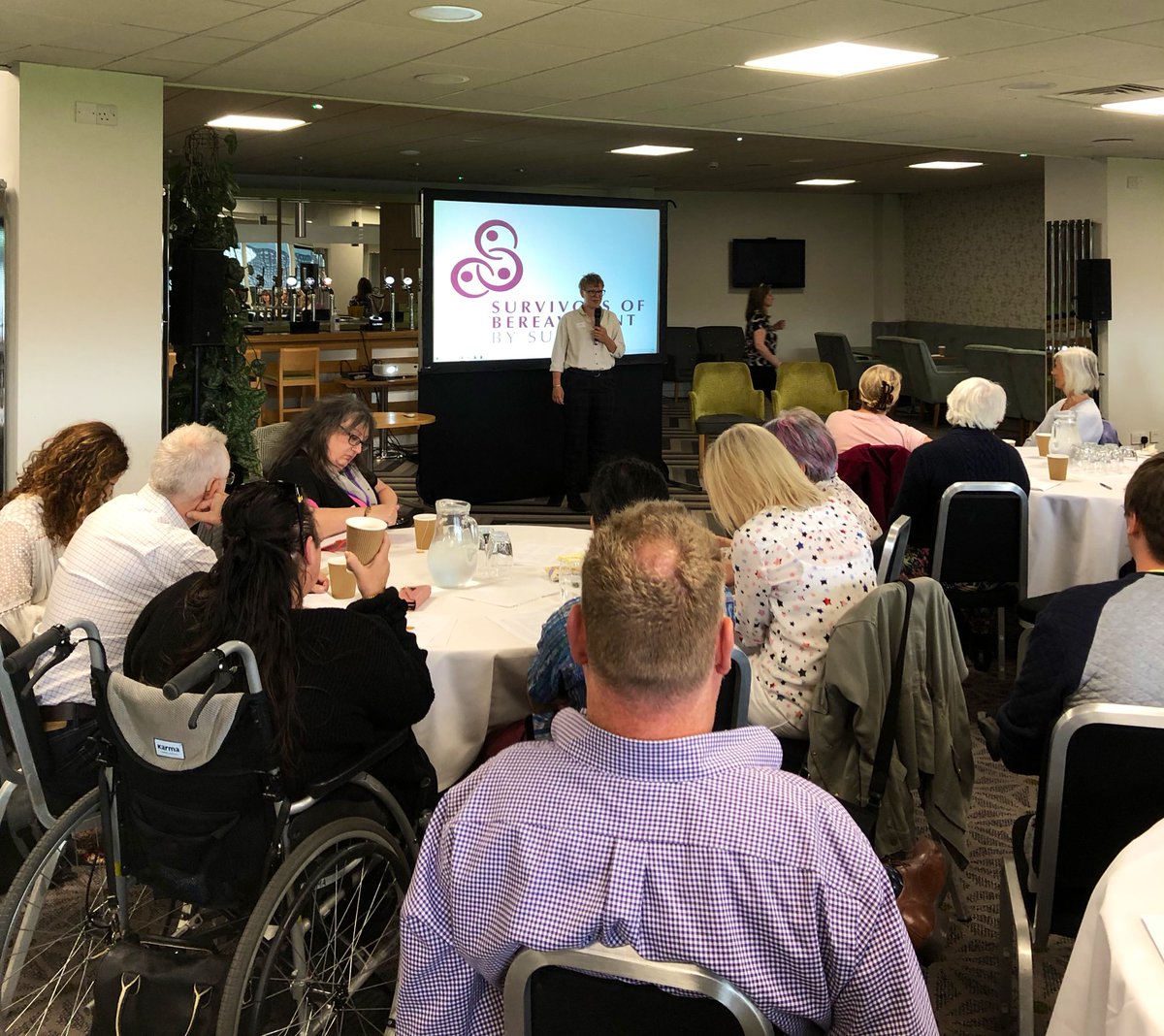Angelasamata's tweet photo. @SOBScharity @dcfcofficial @AthleteInMind Great to be here to welcome the new @SOBScharity Chair Freya Anglin #SOBSConference https://t.co/DnAQkUtihp