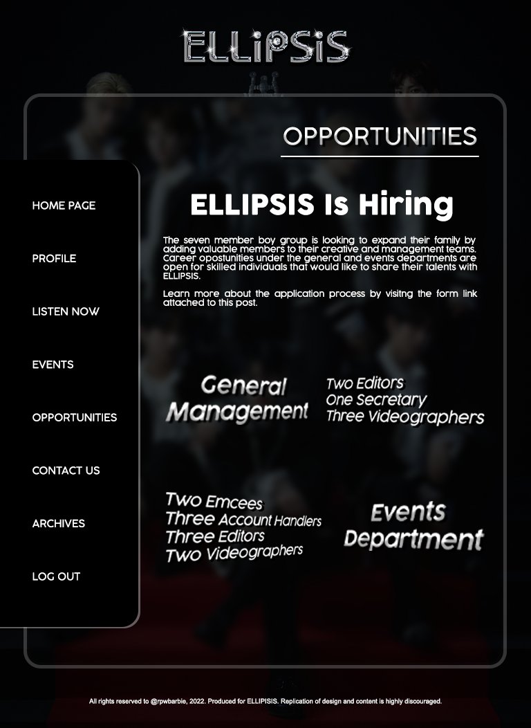 ELLlPSISLAB's tweet photo. ⠀ㅤㅤ   
⠀ㅤㅤ   
     「 ELLIPSIS :  ANNOUNCEMENTS 」 
     Do you have what  it takes join our   
     team?   ELLIPSIS is now searching 
     for  new staff!  See  poster  below.           

⠀ㅤㅤ https://t.co/lWXfdWHnOB