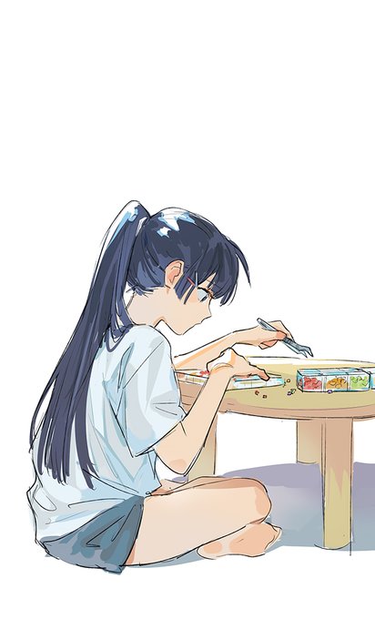 「女の子 胡坐」のTwitter画像/イラスト(人気順)