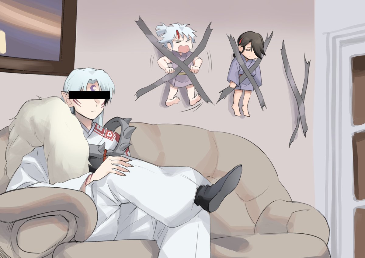 pointy ears japanese clothes white hair facial mark couch sitting crossed legs  illustration images