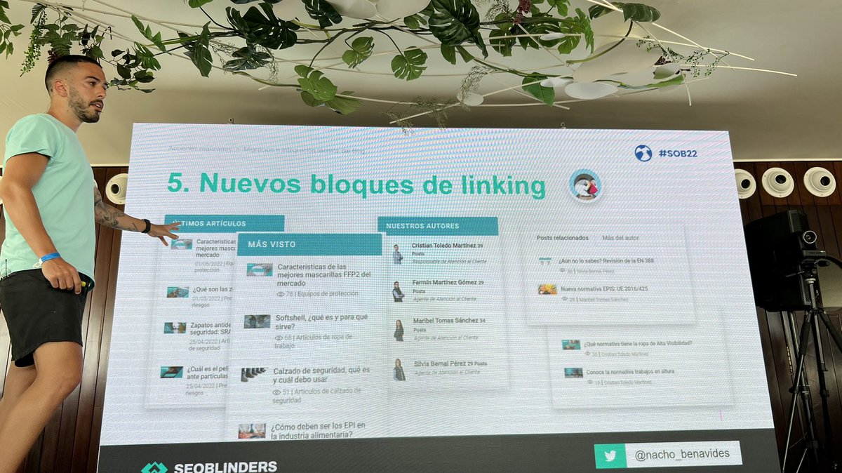 An interesting approach to internal linking blocks by <a href="/nacho_benavides/">Nacho Benavides</a> - including an option to sort blogs by the author 🤔 #sob22