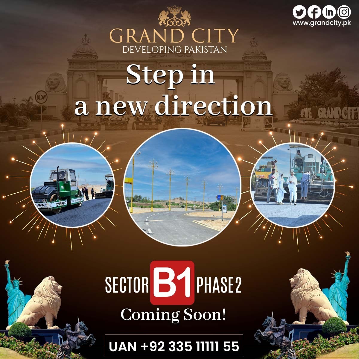 gckofficial's tweet photo. Introducing Our New Stunning Sector B1 in Phase 2!
Take the lead and step in a new direction. Get ready to make Sector B1 your home. 
For booking and details,
Call us now: +𝟗𝟐 𝟑𝟑𝟓 𝟏𝟏𝟏 𝟏𝟏𝟓𝟓
Visit our website now: https://t.co/9BljFfjmJF
#grandcitykharian #development https://t.co/xUN2lX7M8k