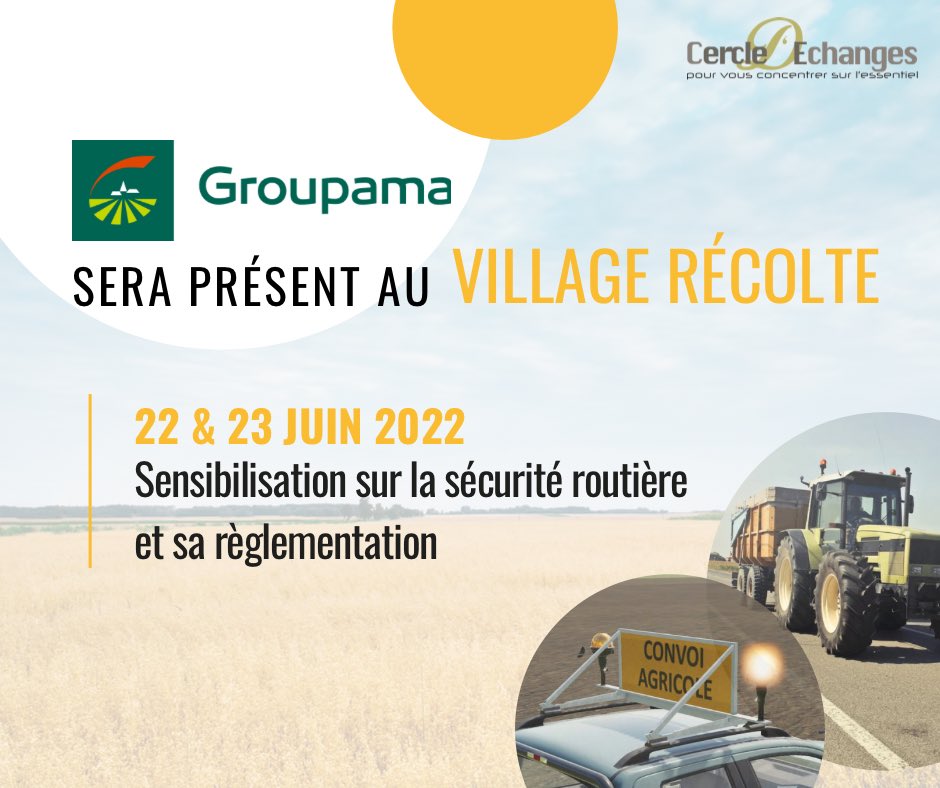 CercledEchanges's tweet image. Avez-vous bien en tête la réglementation pour la circulation de convois agricoles (signalétique, voiture pilote, …) ?🦺
Une piqure de rappel vous sera faite par @Groupama au Village Récolte les 22 et 23 juin prochains 🗓📌
Plus d’infos : fb.me/e/1MLbXRlh8