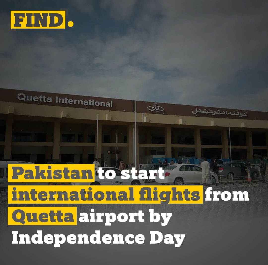 FindDotPK's tweet photo. The Government of Pakistan will be operationalizing international flights from Quetta airport by 14th of August this year,

#Flights #Pakistan https://t.co/9idxEkoDp7