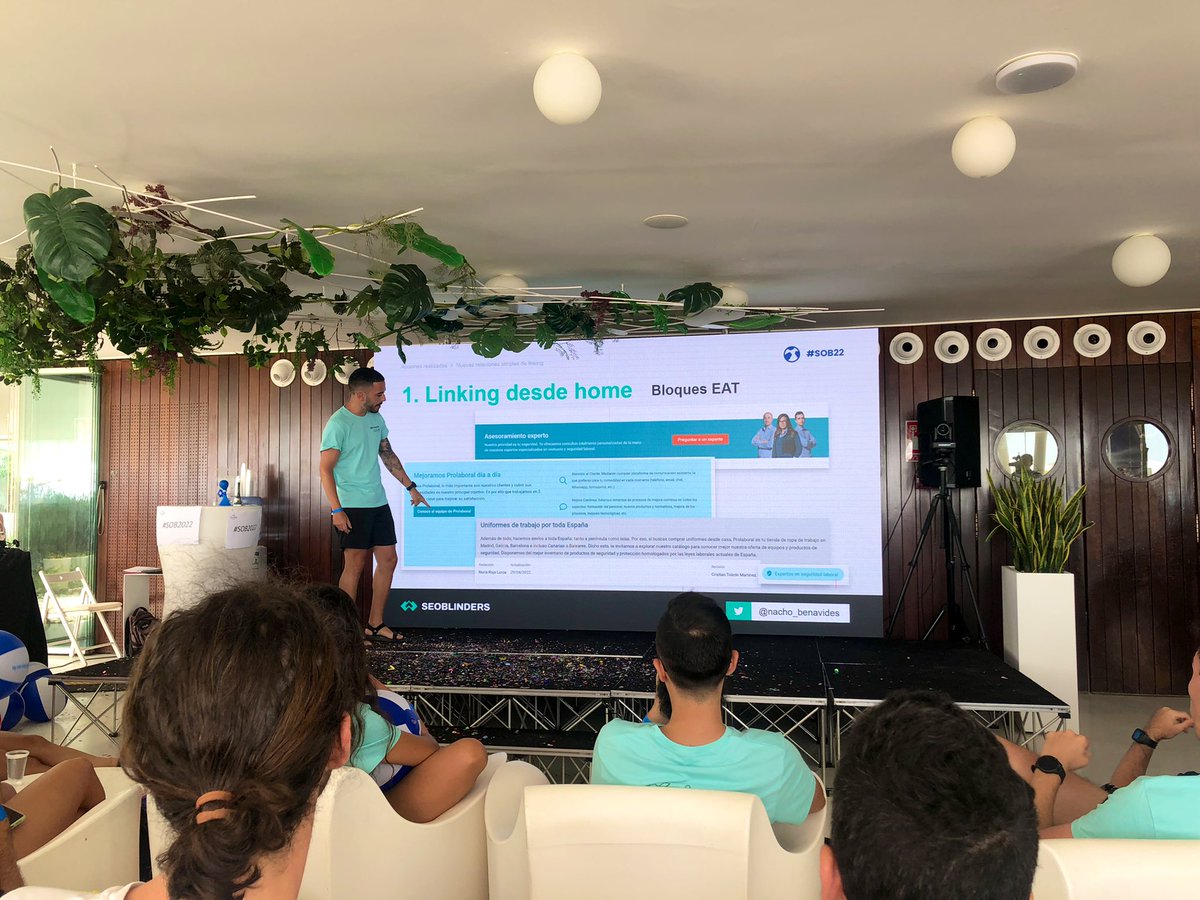 Quien diga que el linking interno son solo “enlaces entre nuestras páginas”,tiene que ver la masterclass de <a href="/nacho_benavides/">Nacho Benavides</a> con un caso práctico en #SOB2022 #SOB22.

Home, categorías, carruseles, páginas de autor, E-A-T, paginaciones,búsquedas relacionadas…(¡Ah! Y automatizado)