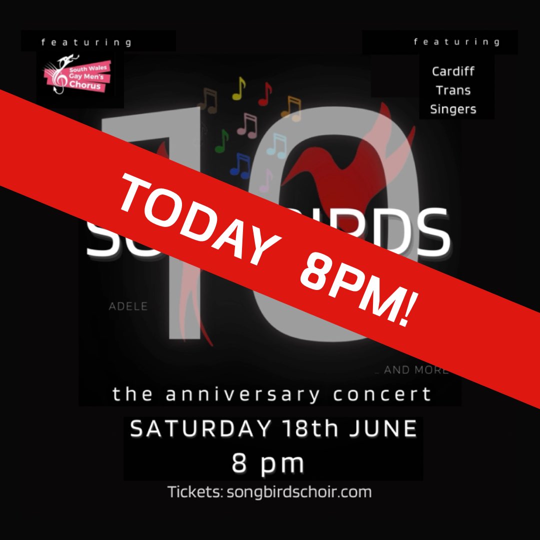 SongbirdsCdf's tweet photo. Today’s the day! 😮😍 Join us, along with guest choirs @TransSingers and @SWGMC for an evening of queer joy, celebration, and music as we celebrate our 10th anniversary with old favourites and new soon-to-be favourites.

Tickets: https://t.co/nBJm4Kh579

Part of @QueerFringeFest https://t.co/Przmq5D6EC