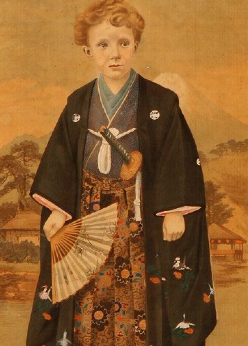 Portrait of king Alfonso XIII dressed as a Japanese shogun, wich probably makes him the first documented weeb in the history of Spain (1894)