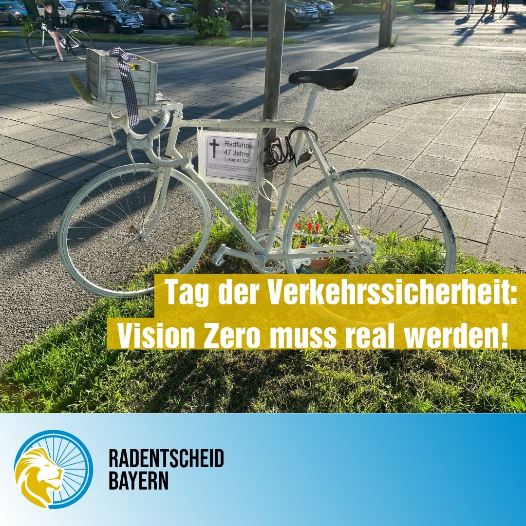 radentscheid_by's tweet photo. Vision Zero muss endlich Realität werden! 
Wir brauchen fehlerverzeihende Infrastruktur. Das bedeutet der Schutz der schwächere Verkehrsteilnehmer:innen muss oberste Priorität haben.
Unterschreibt deshalb beim Radentscheid Bayern – für ein verbindliches Radgesetz!
#radentscheidBY https://t.co/cvBWtxpO5v