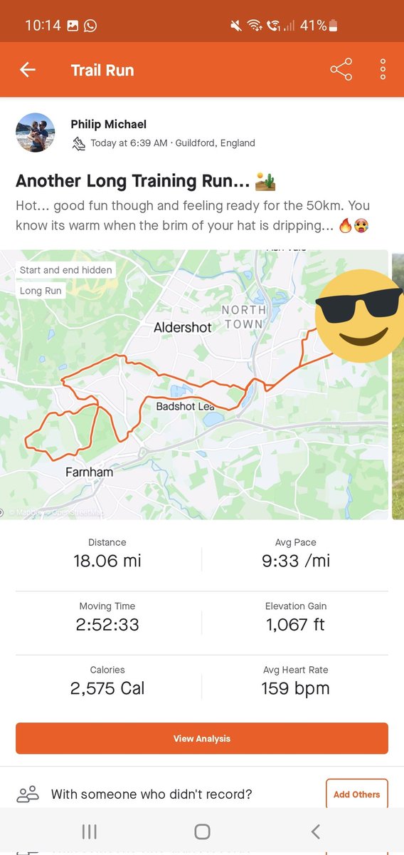 pduncalfe's tweet photo. Another long training run done in the heat! You know its warm when the brim of your hat starts dripping... 🔥🥵☀️🏃

Thanks to those who have helped us meet our £500 target, if you'd like to support us we'd love to see the target doubled for @ReverseRett.
https://t.co/t8kCrqVVqd https://t.co/rrS8nepCOC