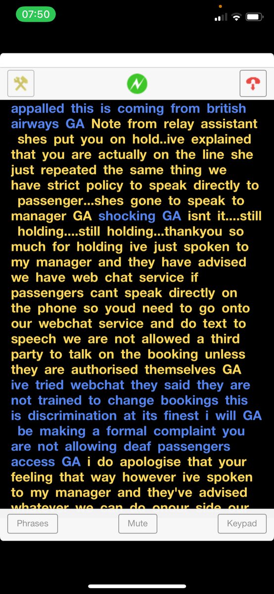 MissSan55128337's tweet photo. 1/ Absolutely shocking from @British_Airways.. rang this morning via NGT Text Relay as I am deaf.. explained I couldn’t access certain parts of my booking and they said they couldn’t speak through a third person party. I asked how can I contact them? Their response - appalling. https://t.co/cOWyA88I7v