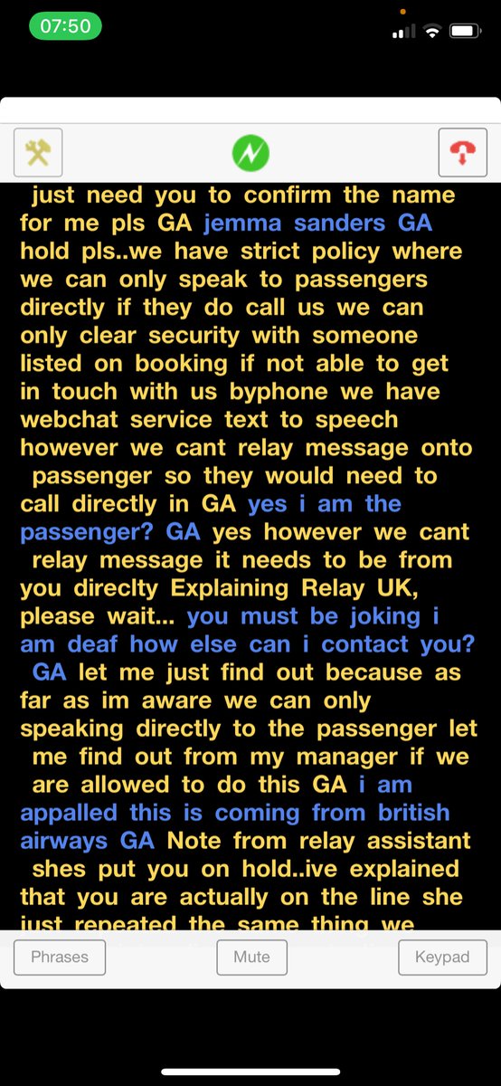 MissSan55128337's tweet photo. 1/ Absolutely shocking from @British_Airways.. rang this morning via NGT Text Relay as I am deaf.. explained I couldn’t access certain parts of my booking and they said they couldn’t speak through a third person party. I asked how can I contact them? Their response - appalling. https://t.co/cOWyA88I7v