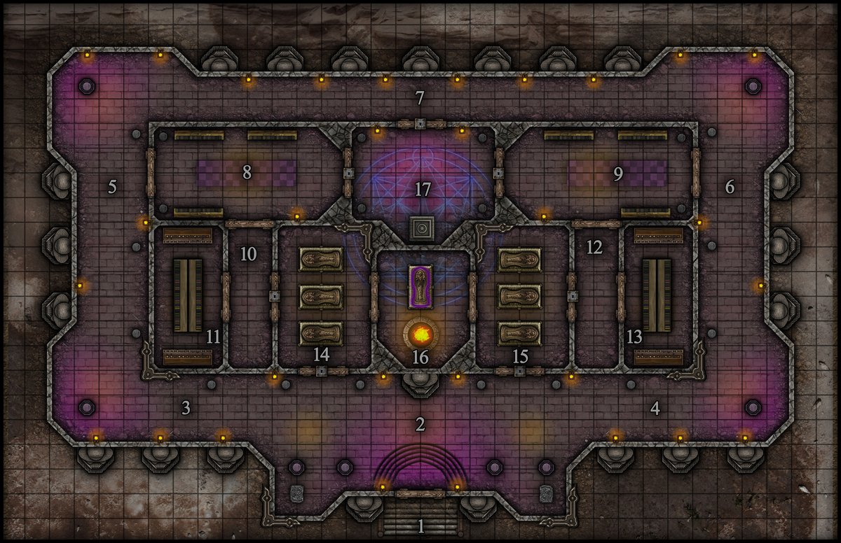 JMason333's tweet photo. Here's this week's #FreeMapFriday - Volume 4, #165; Wastelands: Court of Liches. Follow me for more free map sets every week. Get the high-res map set here -> https://t.co/TcgmmTV0YE
#dnd #dungeonsanddragons #dungeonmap #ttrpg #dnd5e #pfrpg #lich #undead #cartography #adventure https://t.co/VAxKz4LFrR
