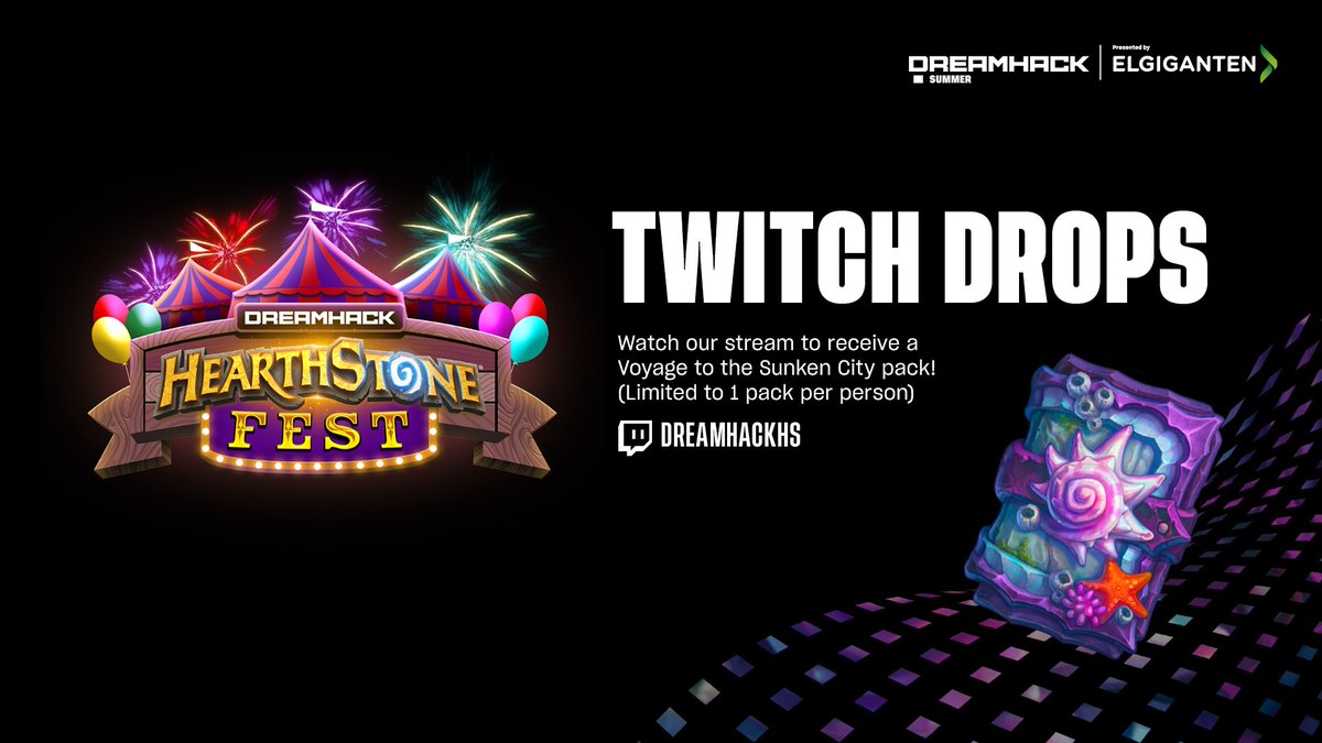 Make sure you tune into the Hearthstone Fest broadcast starting in just a little bit. 🐚✨  Exclusive drops enabled! 

#DHSummer |  📺  twitch.tv/DreamHackHS