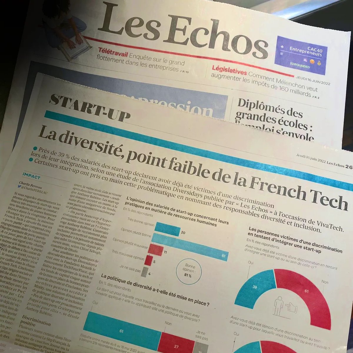 CHRISTINE SOTO (@christinesoto12) on Twitter photo #VivaTech
Bravo <a href="/diversidays/">Diversidays</a> pour les résultats de l’étude réalisé avec <a href="/PwC_France/">PwC France</a> et <a href="/enlOccurrence/">Occurrence</a> sur le manque de diversité dans les startups paru jeudi dans les <a href="/Echos/">えちょ</a> 👏👏 #VivaTech
Bravo <a href="/diversidays/">Diversidays</a> pour les résultats de l’étude réalisé avec <a href="/PwC_France/">PwC France</a> et <a href="/enlOccurrence/">Occurrence</a> sur le manque de diversité dans les startups paru jeudi dans les <a href="/Echos/">えちょ</a> 👏👏