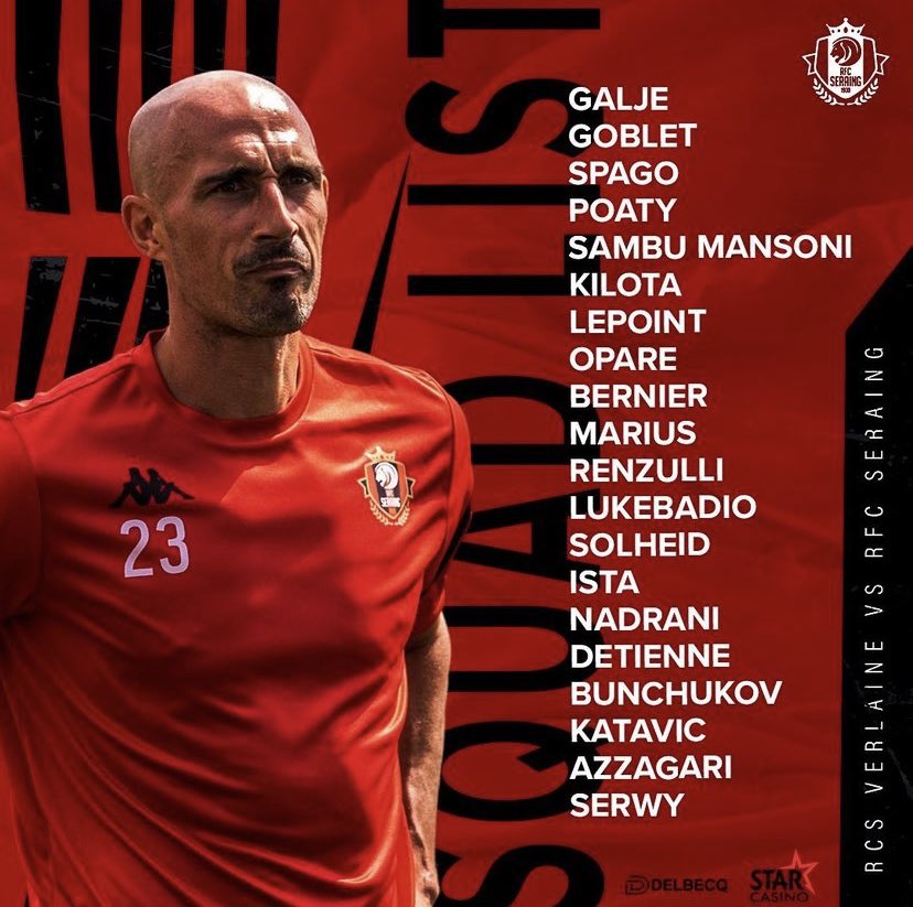 RfcSeraing167's tweet photo. 🔴⚫ 𝐒𝐐𝐔𝐀𝐃 𝐋𝐈𝐒𝐓 🔥🔥
👥 Voici les Métallos qui se frotteront aux Taureaux de Verlaine !
👉 Rendez-vous à 18h00 pour lancer la saison !
#VERSER https://t.co/7Bc2FLAeuX