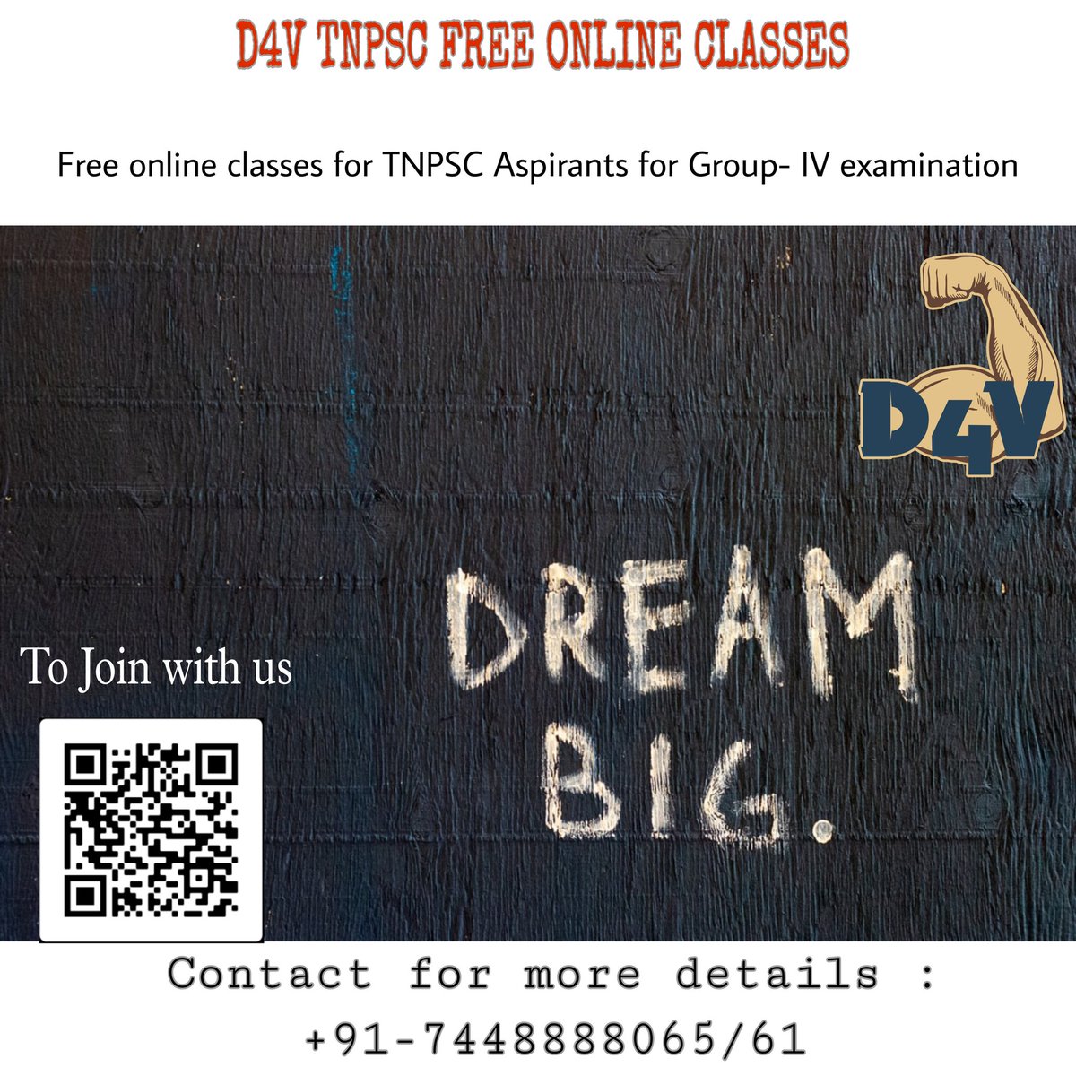 D4Vsupport's tweet image. D4V தன்னார்வலர்கள் மூலம் TNPSC Group- IV-க்கான இலவச பயிற்சி வகுப்புகளை இணைய வழி(online) முறையில் நடத்தி வருகிறது. விருப்பமுள்ளவர்கள் கீழுள்ள இணைப்பில் மூலம் குழுவில்( whatsapp) இணைந்து கொள்ளலாம்.
To Join with us chat.whatsapp.com/Lxb101xnyOVDkB…
#Tnpsc
#groupIV
#Freeonlineclasses