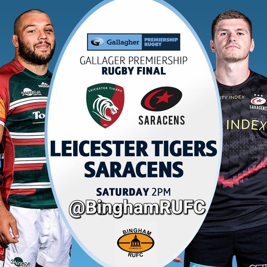 Join us at the club to watch  🐯 the Premiership final on the big screen. All welcome,  bar open,  family friendly. 👍 🏉 🍻