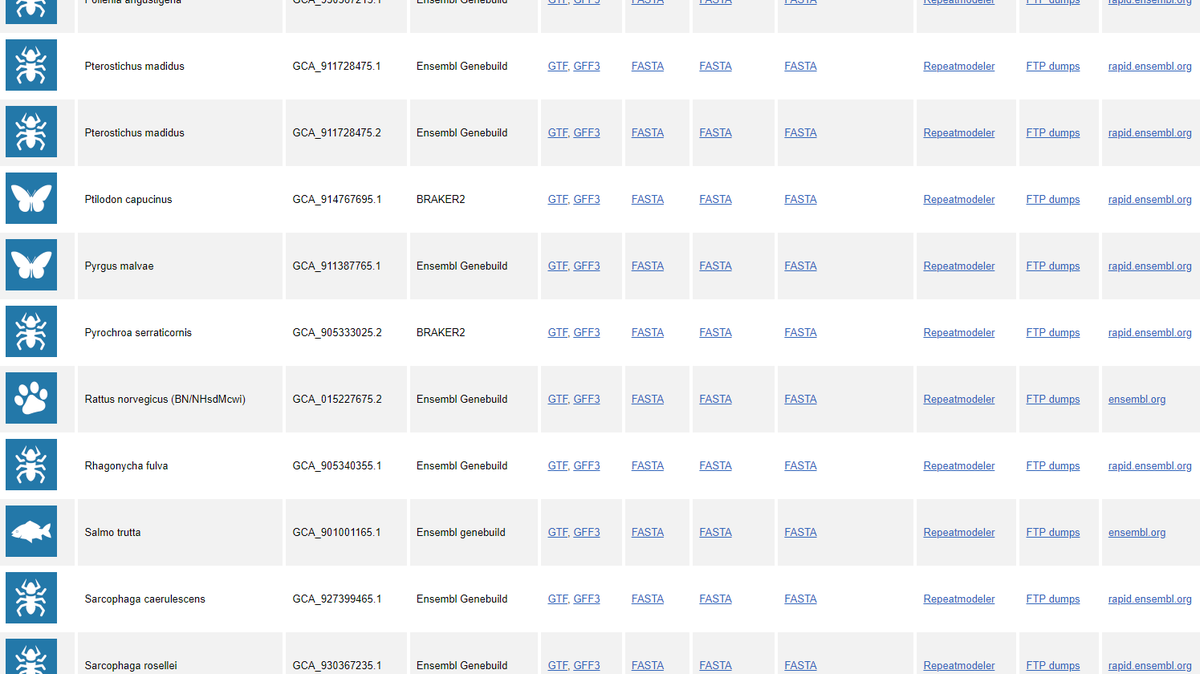 Annotation of #genomes is crucial: it helps us know what all that #DNA is actually doing 🧬

#DarwinTreeOfLife genomes are annotated by <a href="/ensembl/">Ensembl</a> using a re-engineered version of their Gene Annotation System. 

Check out our annotated genomes here:
projects.ensembl.org/darwin-tree-of…