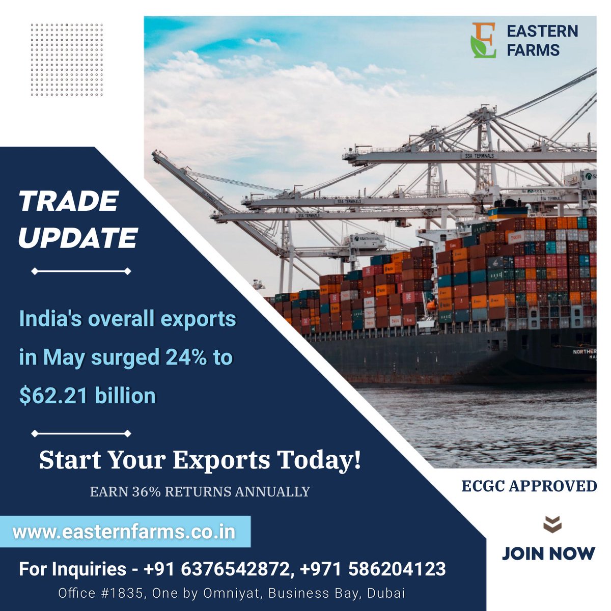 Trade Update - India’s overall exports in may surged 24% to $62.21 Billion.

#vegetables #dubai #india #import #export #fruits #sugar #rice #wheatflour #investment #alaweermarket #easternfarmsllc #gulfcountries #trade #business #aweermarketdubai #banana #2020 #coconut