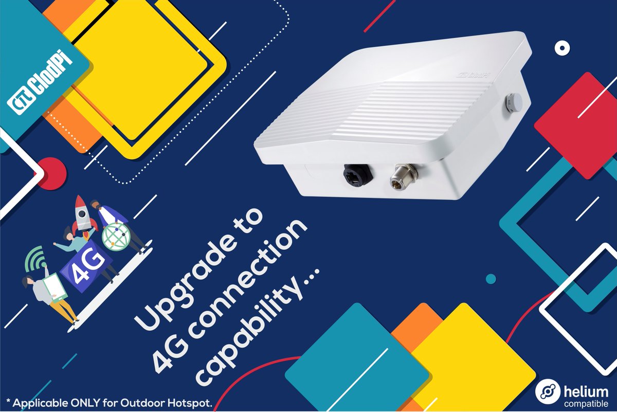 Upgrade ClodPi's Outdoor <a href="/helium/">Helium🎈</a> Hotpot with 4G connection capability...
Reach out to us at sales@clodpi.io for more details.
*Applicable ONLY for Outdoor hotspot.
 #LongFi #IndiaWantsHelium #helium #ThePeoplesNetwork #ClodPi #OutdoorHotspot
Order Online:india-shop.clodpi.io/products/outdo…
