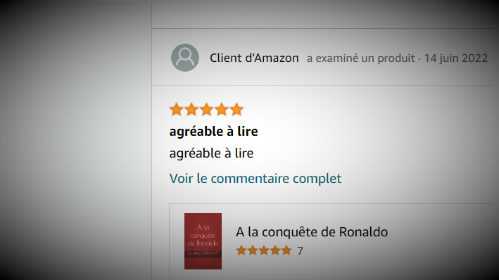 louvalmy's tweet photo. Nouveau commentaire 5 étoiles pour mon roman " à la conquête de Ronaldo" merci !!
https://t.co/kT7kIKgYn8
#ebooks #lire #Roman 
@commuauteursbot @writing_coffee https://t.co/2bgbXaMGKA