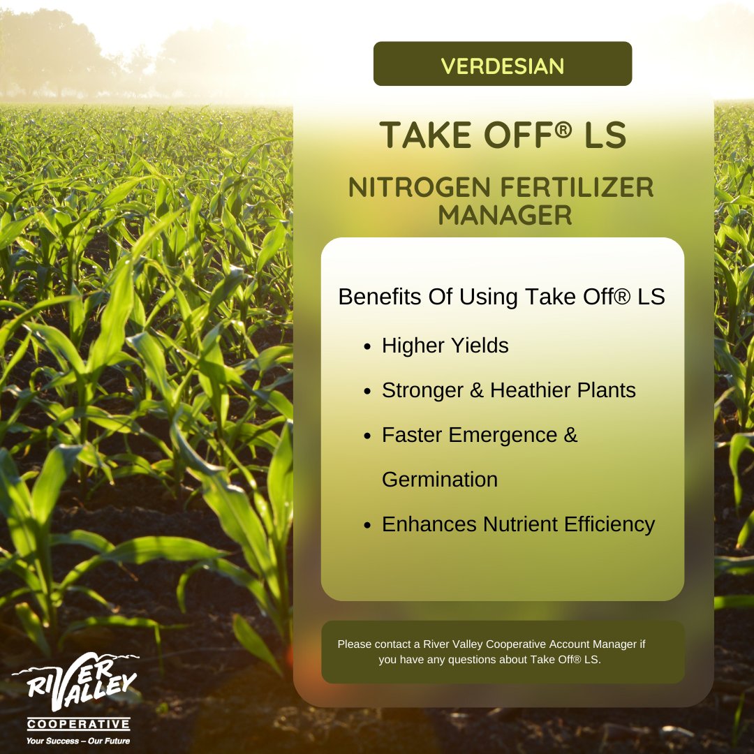 RVCooperative's tweet photo. There are so many reasons why producers should be using Take Off LS this growing season.
#TakeOffLS #RiverValleyCooperartive #fertilizermanager #plant22 https://t.co/I4CgvwlsK5