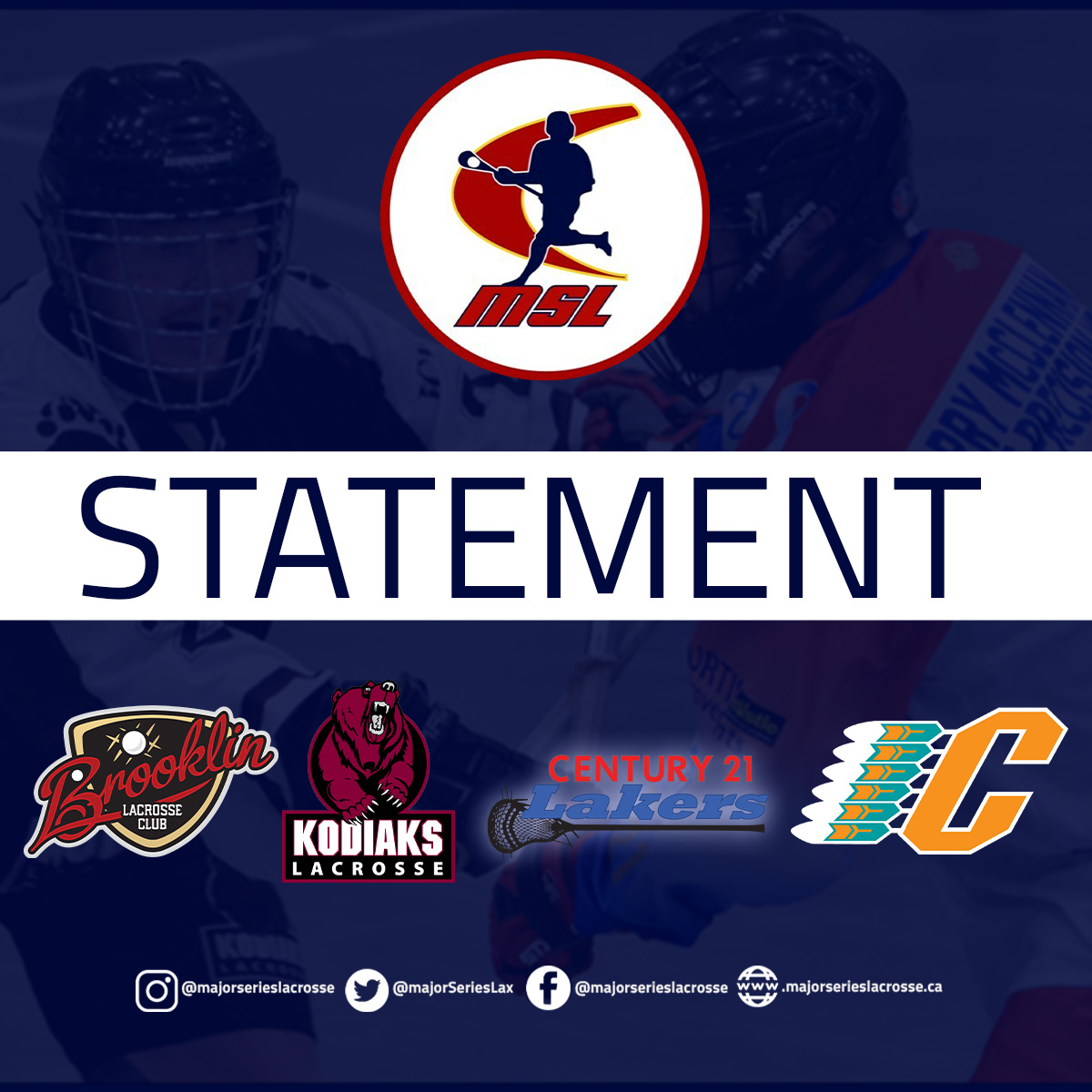 MajorSeriesLax's tweet photo. STATEMENT: MSL announces leadership change and issues a statement about its hope to play a 4-team 2022 season.
https://t.co/pACc5pfNAl
@BrooklinLC @CobourgKodiaks Kodiaks @PtboLakersLax @SN_Chiefs https://t.co/zvPP3flk63