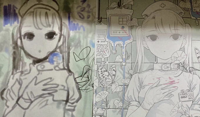 ラフと線画 