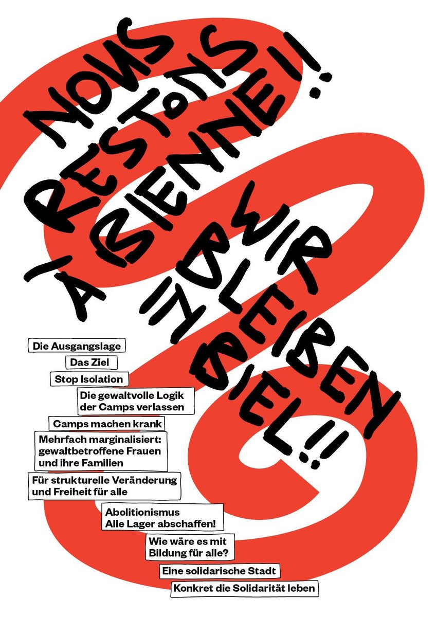 Heute veröffentlicht #WirbleibeninBiel eine Broschüre!
▶️Gegen die Isolation der Bewohnenden des Rückkehrcamps Bözingen und für eine selbstbestimmte Kollektivprivatunterkunft in Biel
▶️Für ein freies, solidarisches und gleichwertiges Leben
▶️ Hier migrant-solidarity-network.ch/2022/06/18/bro…
