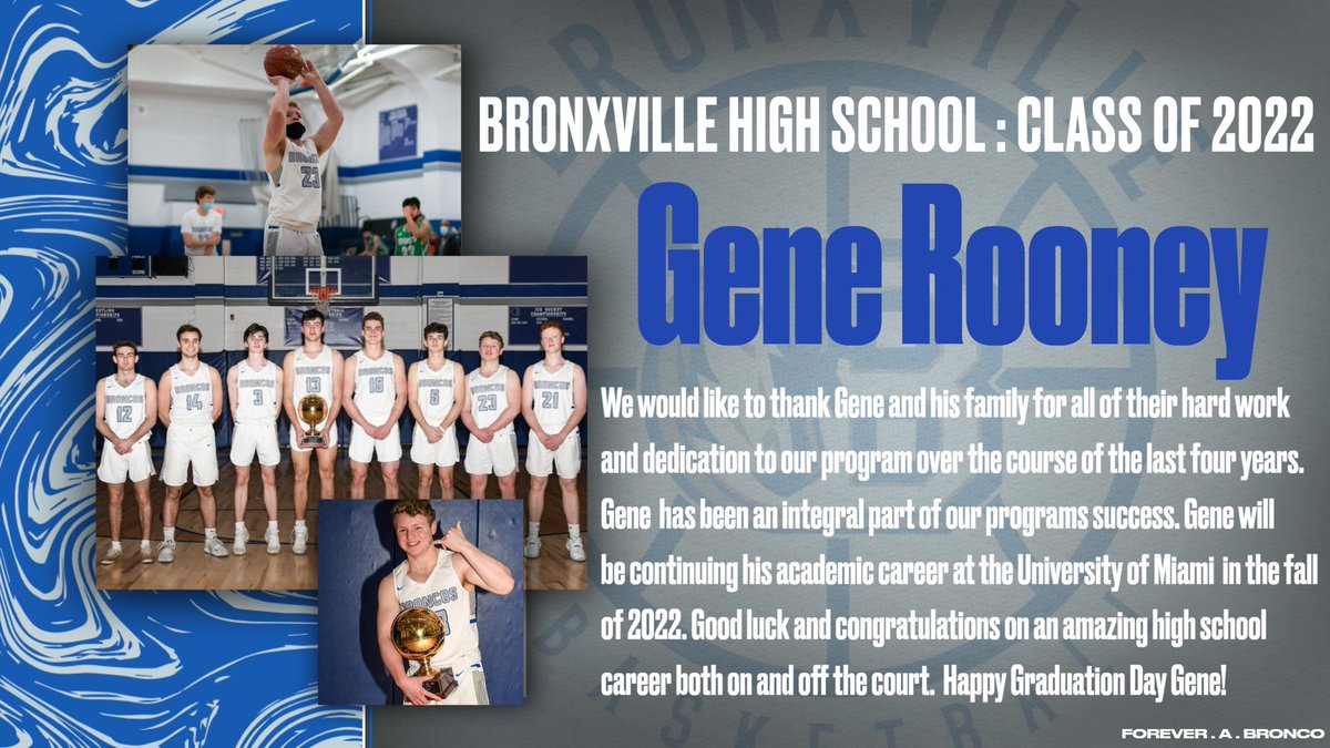 Happy Graduation Day to you Gene. Thank you for your hard work and congratulations for all your success on and off the court! #foreverabronco #gohurricanes