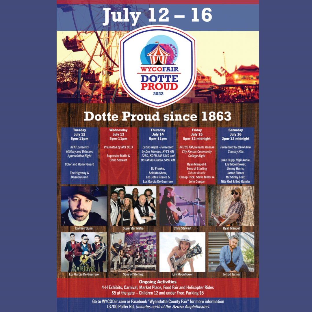 WyCo_Fair's tweet photo. ⭐️FREE⭐️ Tickets up for grabs! 

Follow and retweet for a chance to win a pair of tickets to this years #wycofair . 

⭐️Winners will be announced Tuesday June 21st⭐️

Instagram: @WycoFair
Facebook: @wyandottecountyfair

Visit https://t.co/jy5BdJInH4 for all things Fair related. https://t.co/U8IRmZ1mxf