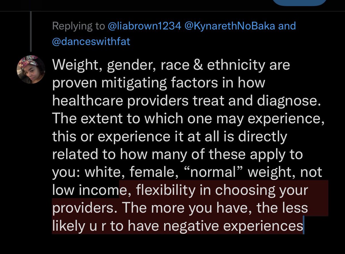 DoctorTerese's tweet photo. @liabrown1234 @KynarethNoBaka @danceswithfat This was too important to edit for twitter specifications. Let’s talk about healthcare disparities and the experiences of people whose reality this is and always has been. https://t.co/teVPl352LY