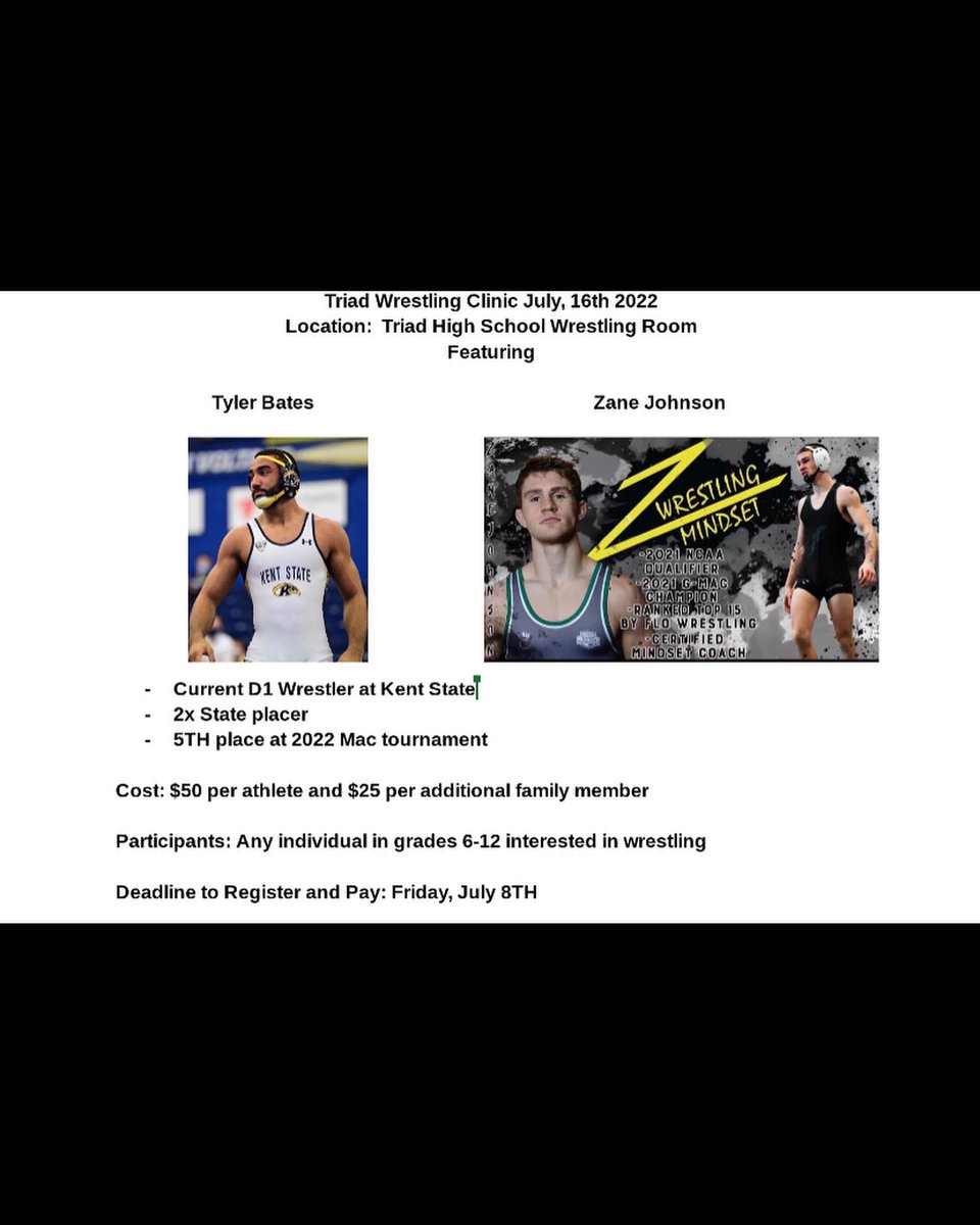 WrestlingTriad's tweet photo. It’s a great day to get registered for the clinic on July 16th.  https://t.co/R8GyrQ2dXd https://t.co/WLR4VnfoKc