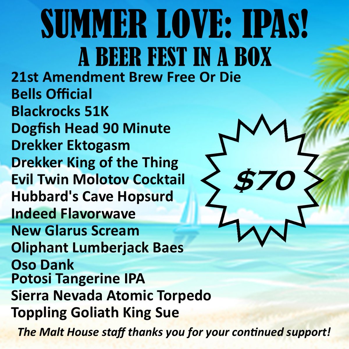 MaltHouseTavern's tweet photo. Swing by Saturday or Sunday to snag your very own #BeerFestInABox this weekend. This time out, #hops get #AllTheLove! 
Open at 2pm. https://t.co/tdqceD9zS0