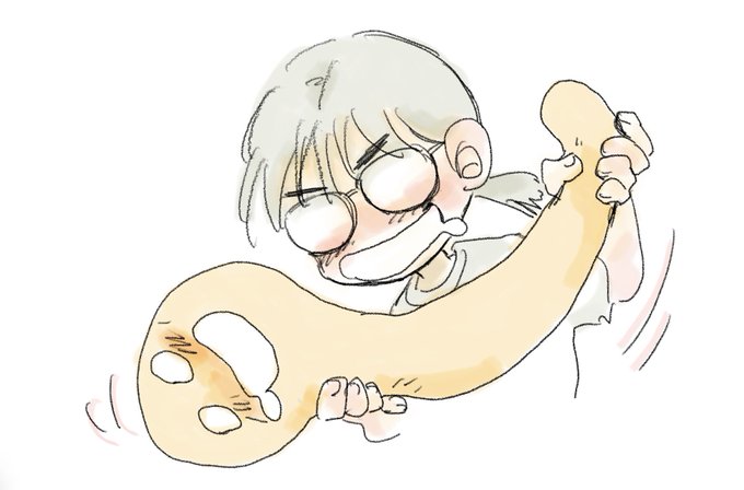 自分を捏ねて引き伸ばしてる図を描いたつもりなんだけど、なんかひわいな絵みたいになった…。ここんとこなんも描かんでいきなりこれかぃ、と自分チョスしとく。 