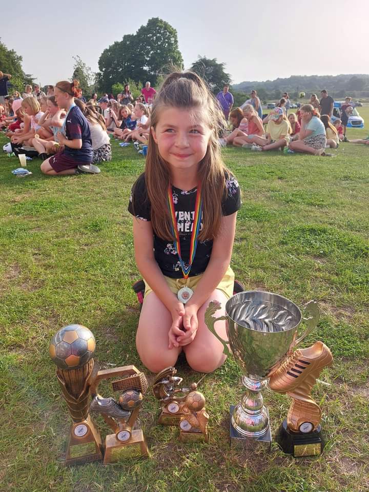 Markgrinter73's tweet photo. Proud Dad moment   Imogen ❤ football and works so hard practising all the time at #frysjfc presentation she won the skills. Top Goalscorer.  Parents player and thr club player of the year what she loves more than though is playing with her friends #HerGameToo https://t.co/8WNm84tSVG