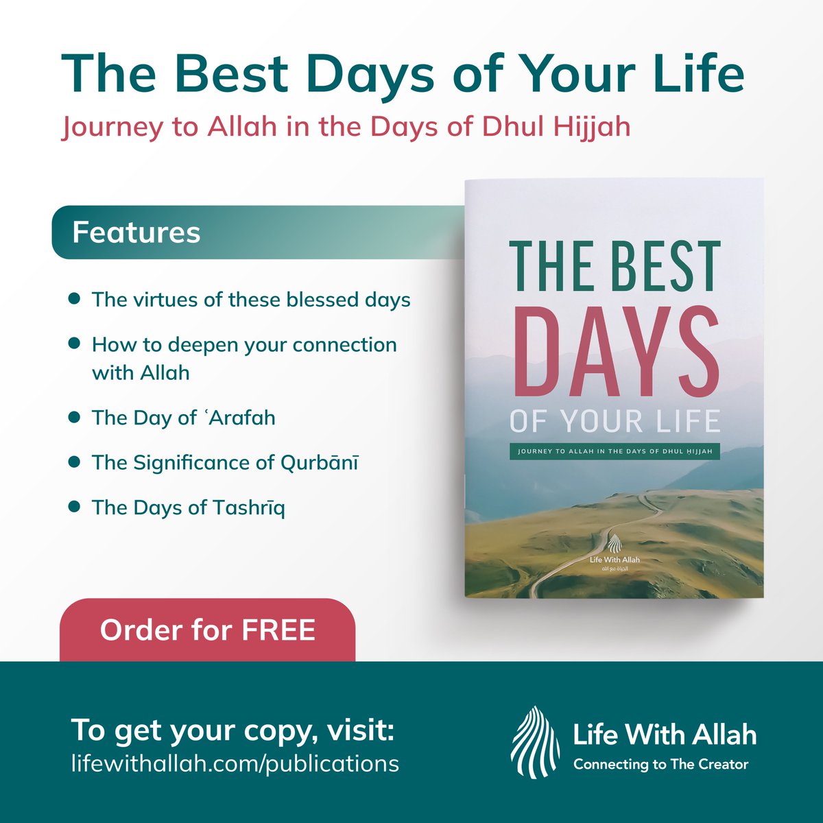 alifewithallah's tweet photo. 📗 The Best Days Of Your Life – Journey To Allah In The Days Of Dhul Hijjah

The first 10 days of Dhul Ḥijjah is another season of worship which is often overlooked and neglected by many of us. 

Order or download this FREE publication now!

https://t.co/vSsZk01WTS https://t.co/RzaewAk57T