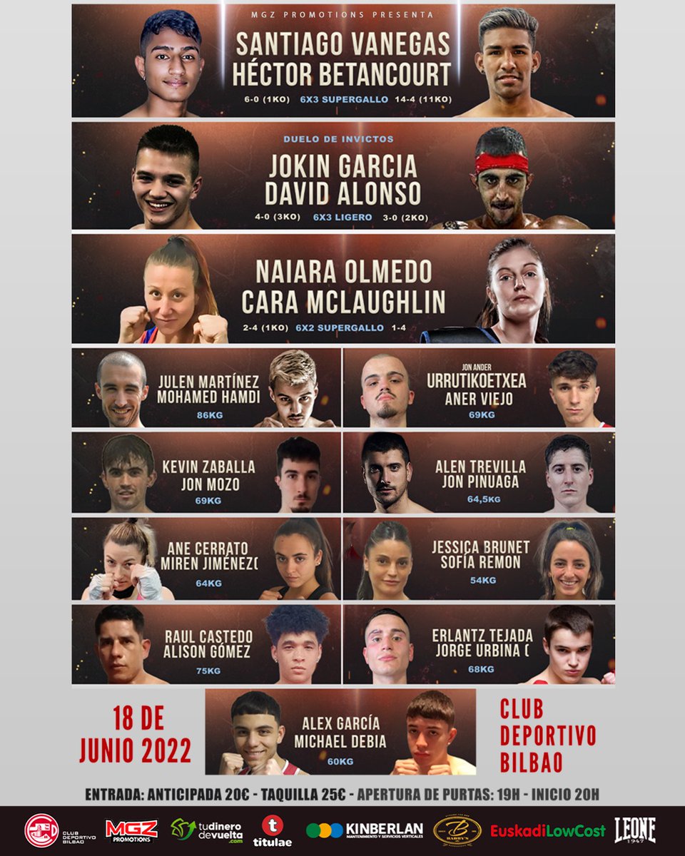 ⌛Hoy a las 20:00❗
🔥El mejor boxeo profesional en el Club Deportivo Bilbao🥊
.
.
#boxeo #boxing #euskalboxeoa #boxer #boxeoespañol #boxingshow #boxinglife