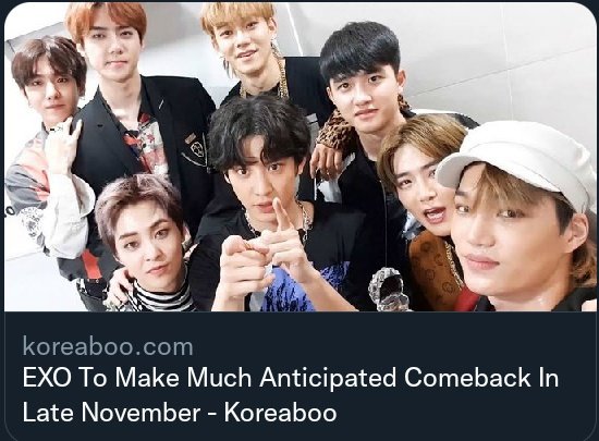 nimyeolmae's tweet photo. SM Entertainment confirmed EXO  Comeback in Late November just a few hours ago! https://t.co/uaSFZ7VIAF