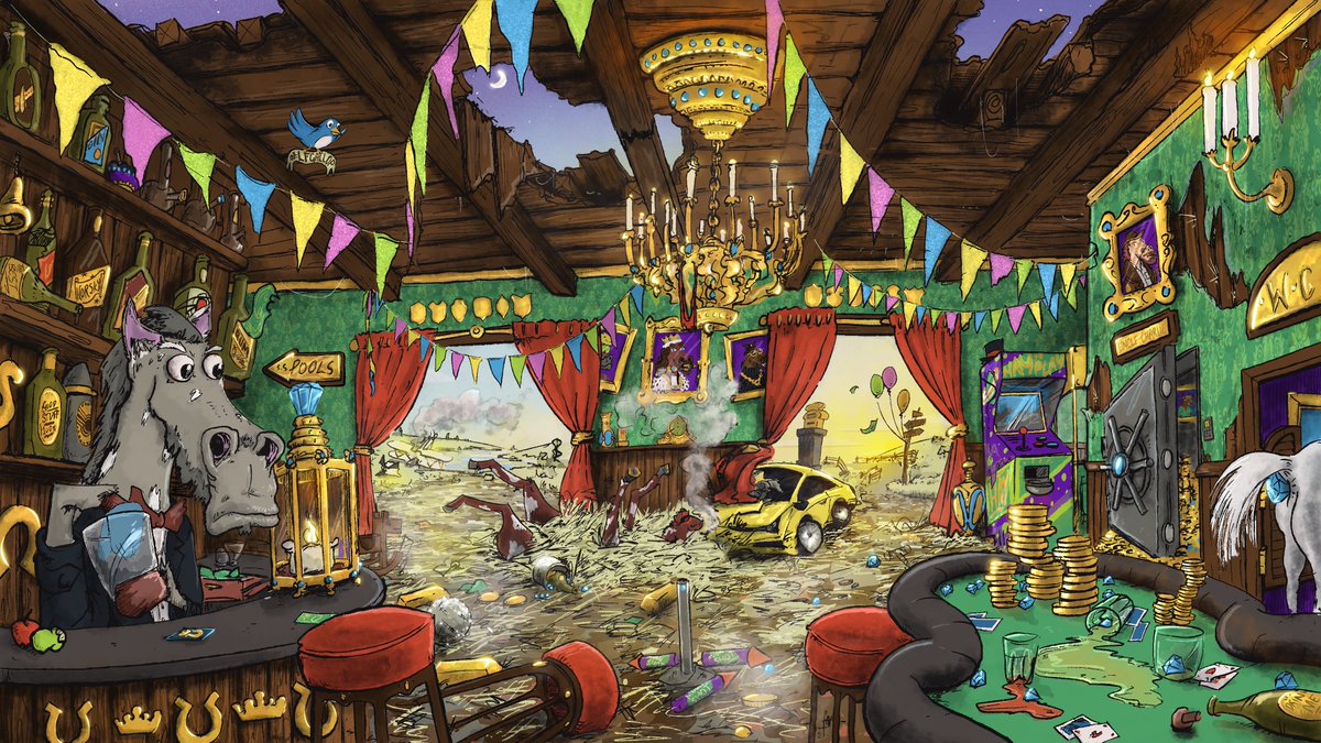 DiamondHoovesio's tweet image. The horse-plane has landed, and the airdrops have all reached their destinations💎

We are proud to present the Filthy Rich Lounge, illustrated by our talented artists @artbytomass and @Manu_Allegra! 

jpg.store/collection/Fil…

#LFGallop