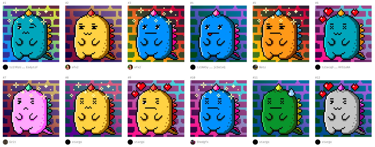 Hello everyone in my PXL Dino community
Thanks to these great people! ☺️🙌
<a href="/YoMarques/">Cátia</a> 
<a href="/botzartwork/">Botz</a> 
<a href="/majidhoma/">stargo</a> 
<a href="/shedgfx/">Shed</a> 
<a href="/resilence11/">Wizzardo</a> 

#Tezos #Tez #TezosArtWeek #CleanNFT #NFT #FXHash 

Link to mint 🔽🔽🔽
fxhash.xyz/generative/149…