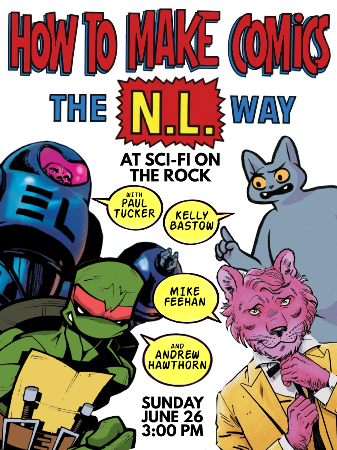 hawthornandrewj's tweet photo. Next week at @scifiontherock I'm hosting a panel Q&amp;A of comics creators, all from right here in Newfoundland and Labrador!

Come see Kelly Bastow, Mike Feehan, Paul Tucker and myself talk about making, reading, and loving comics, Sunday at 3pm! https://t.co/wVdhr3nPmO