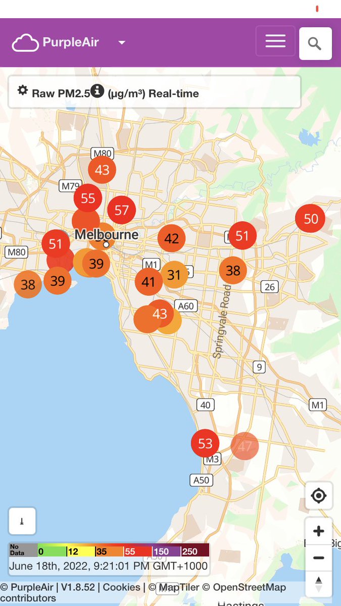 @FedUpWithBadAir @manojkumar_alp @EPA_Victoria @VicGovAu @dzyngier @GlenEiraVoice @SFotonium @healthy_climate @VictorianCHO @CenterEnvHealth @_PHAA_ @HPRU_EEH @HEALenviron @CAirCommunities @KateForster20 🆘 Saturday night another #AirPollution crisis in Metro Melb while EPAs peddle their so-called education programs: 

👎🏼NSW:”Stay Warm,Breathe Easy”
👎🏼ACT: “Burn Right Tonight”
👎🏼Vic/TAS: “Burn Brighter”
👎🏼SA: “Burn Better for Good”
👎🏼WA: “Burnwise”
👎🏼QLD: No EPA 
👎🏼NT: ❓
🛑 🔥