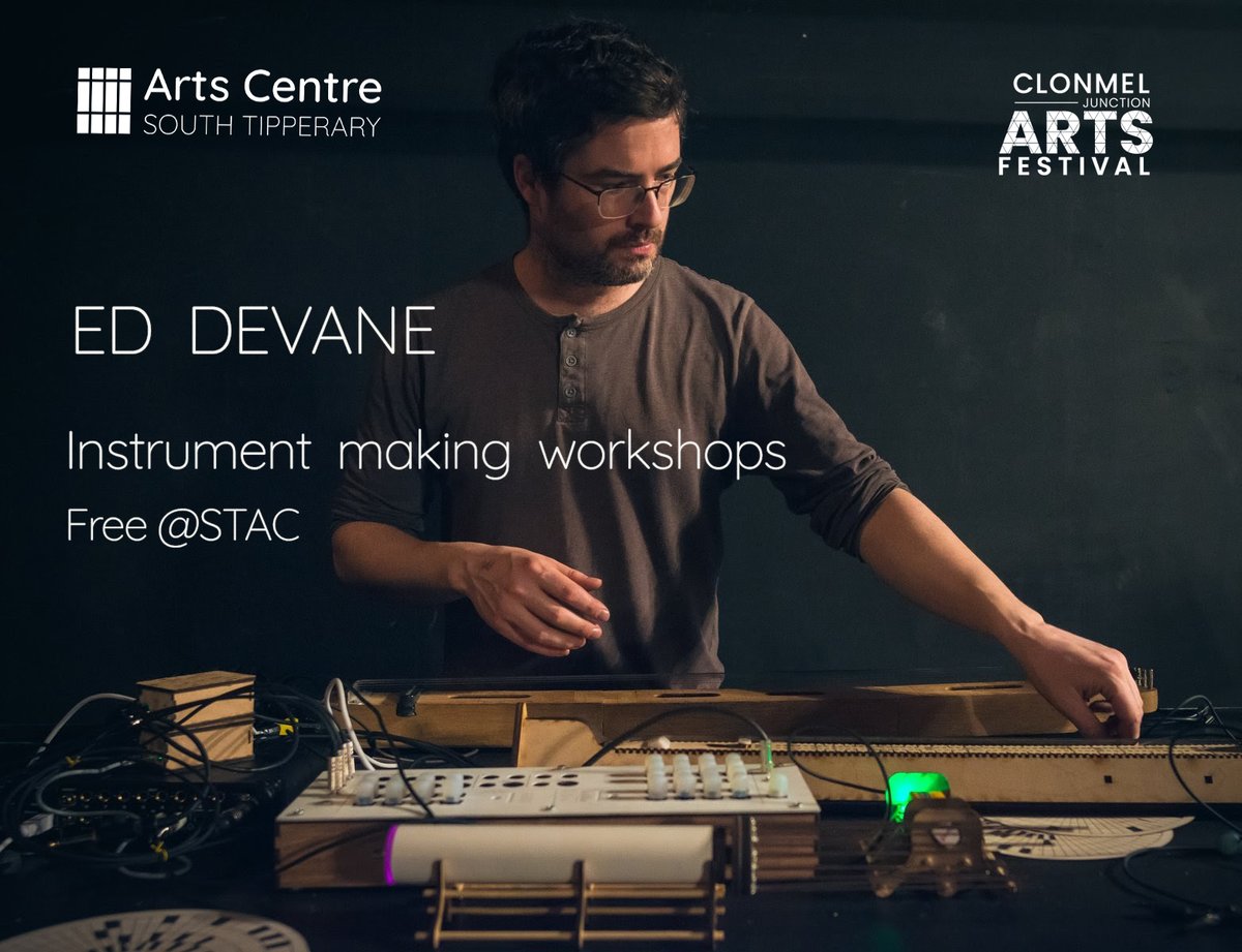 SouthTippArts's tweet photo. Have you booked for our FREE workshops with Ed Devane, sound artist - whose exhibition 'Presence' opens at STAC on Friday 1st July as part of @clonmeljunction ?
For all the details, and to book visit our website😊
#southtippartscentre #cjaf22 #freeworkshop #weareclonmelarts https://t.co/emLHfzWP3g