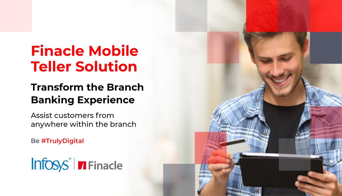 Finacle's tweet photo. #Banks can now transform their branch #banking experience with Finacle’s #Mobile Teller Solution. 

Learn more: https://t.co/Y84BALqtVm

#DigitalBanking #FinTech #ReimagineBanking #CustomerExperience #CoreBanking #MobileTeller https://t.co/3Mvh3SWHQC