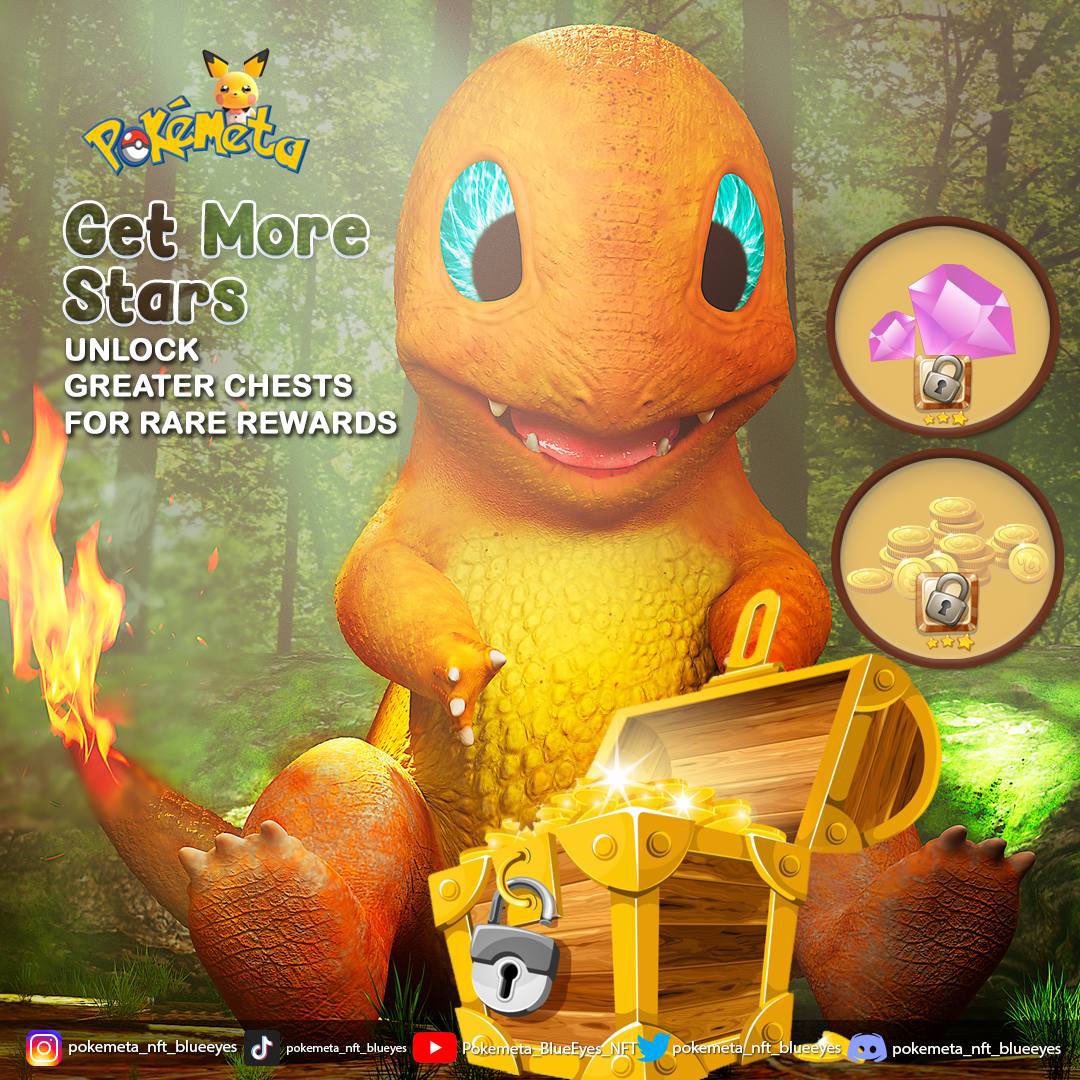 PokemetaNFT's tweet photo. Guys how to get more rewards?
Get More Stars! And unlock Rare items and rewards! 
#NFTCommunity #NFTProject #NFTGiveaway #NFTs #nft #NFTshill #NFTGame #NFTdrops #nftcollectors #NFTNYC #NFTNYC2022 #Metaverse #NFTcollectibles #ETH #PolygonNFT #SOL https://t.co/0FRyc3sudV