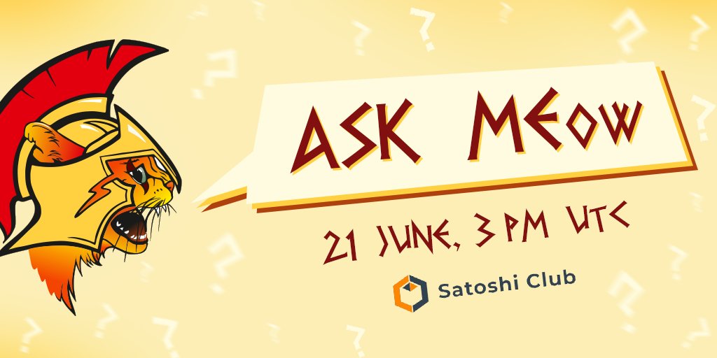 CatsSparta's tweet photo. Ask MEooww in my first AMA session on @esatoshiclub on June 21th at 3 pm UTC 🐈

If u are a true cat lover and u have questions for me, u can ask them in voice chat. Let’s discuss kitty subjects.

Join our space: https://t.co/Q3i9L9ZxWf

#SpartaCats #SpartaCats #AMA https://t.co/IBvbq1nKa5