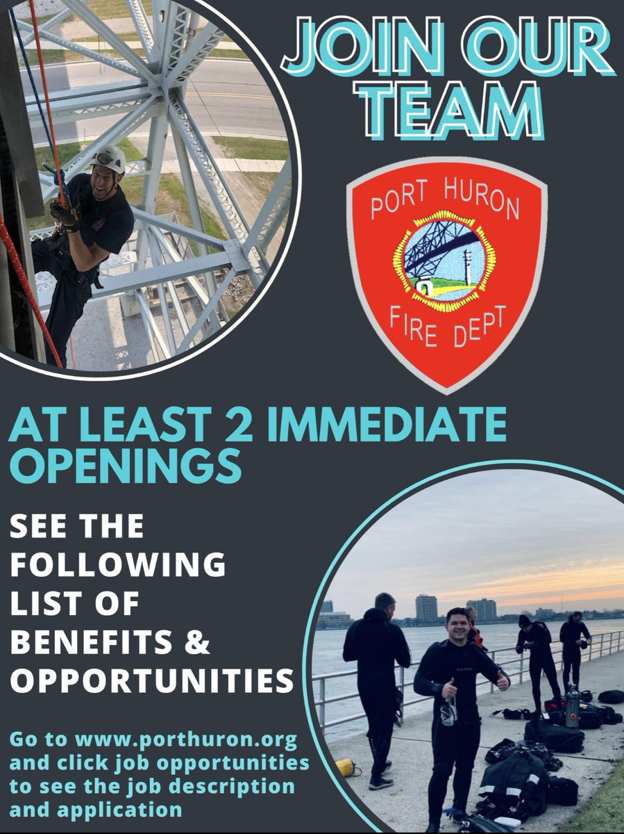 PortHuronFire's tweet photo. #hiring #firefighter https://t.co/vfXpa6vTAp